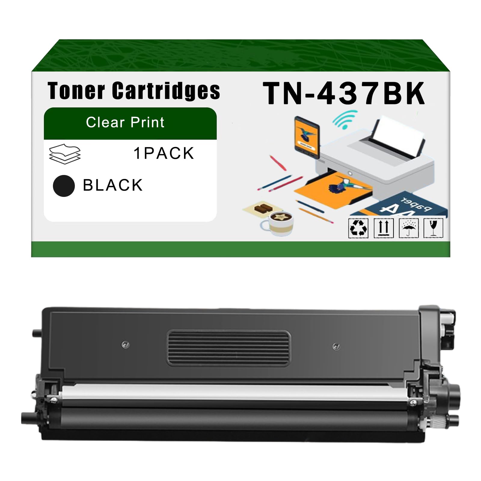 Compatible for Brother TN-437BK Toner Cartridges TN437 MFC-L8895CDW MFC-L8900CDW MFC-L8905CDW Printers, High Yield 5500 Pages Bright Clear Colors (1 Pack Black)