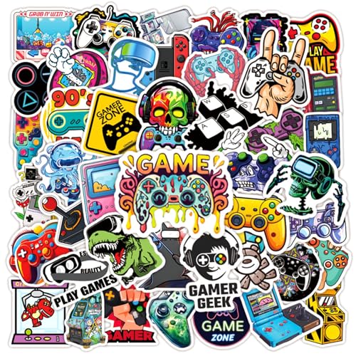 50Pcs Play Game Stickers, Cool Cartoon Trendy Gamepad Waterproof Gaming Sticker for Teen Adult Water Bottle, Laptop, Skateboard, Bike, Phone, Computer, Travel Case