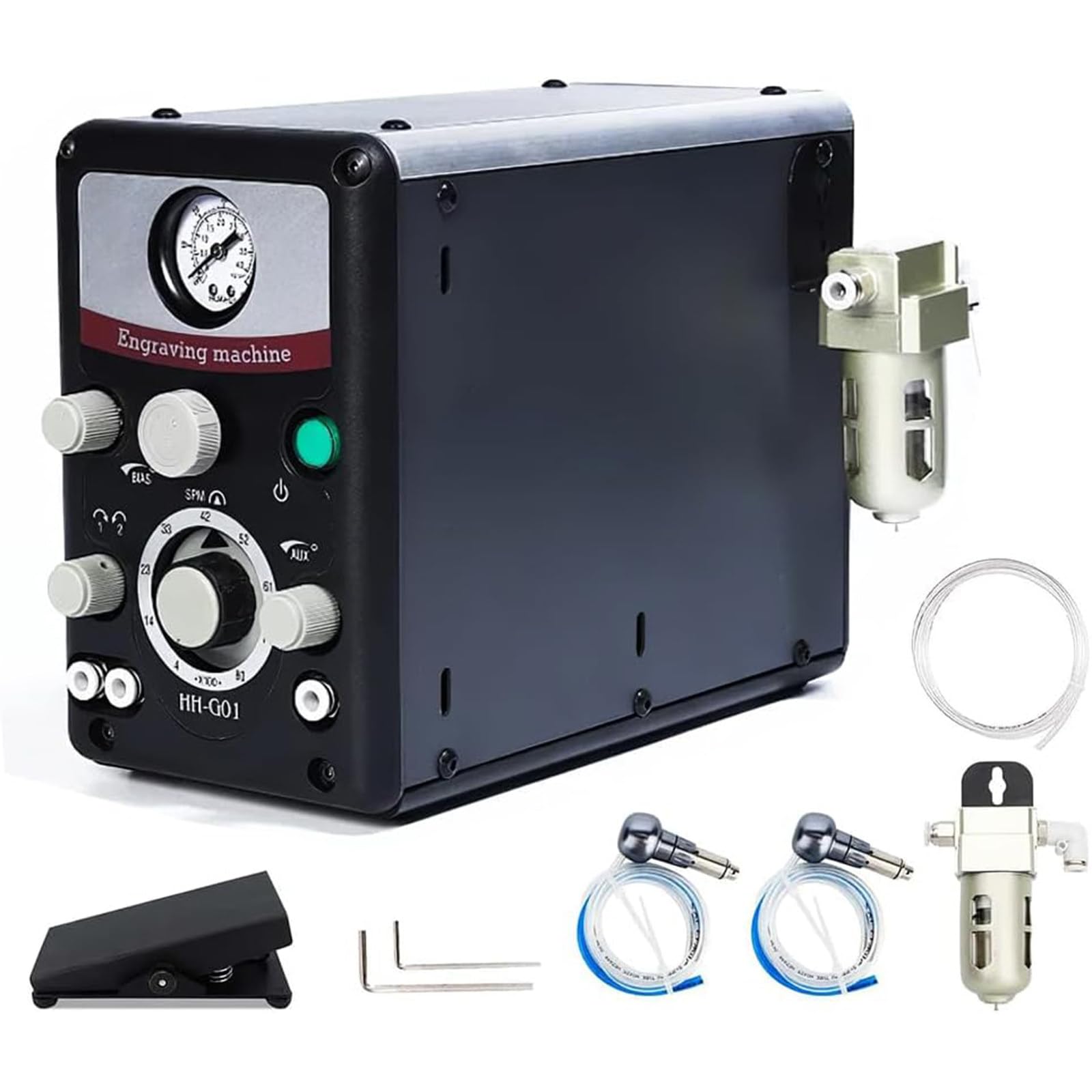 Grabadora de joyería eléctrica, Máquina de Grabado para Metal, 400-8000 RPM, máquina neumática de Doble Mango para joyería, con Pedal neumático, Graver Graver neumático para Manualidades