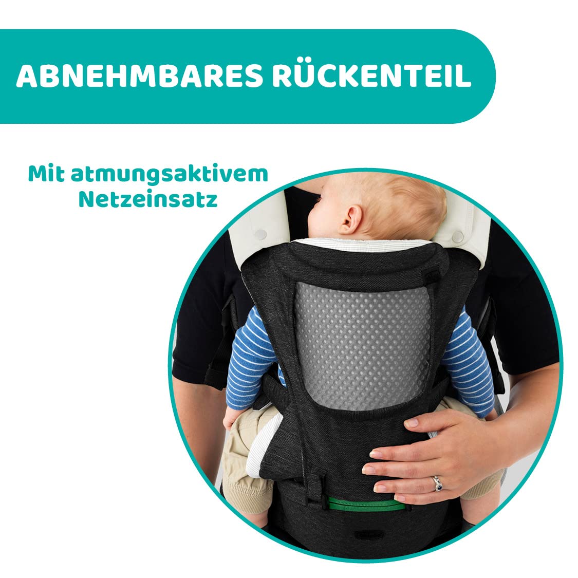 Chicco Hip Seat 3-in-1 Multifunktionale Babytrage mit festem Boden, abnehmbare Schultergurte und Schutzkappe, 8 Positionen – von Geburt bis 15 kg – Pirat Schwarz