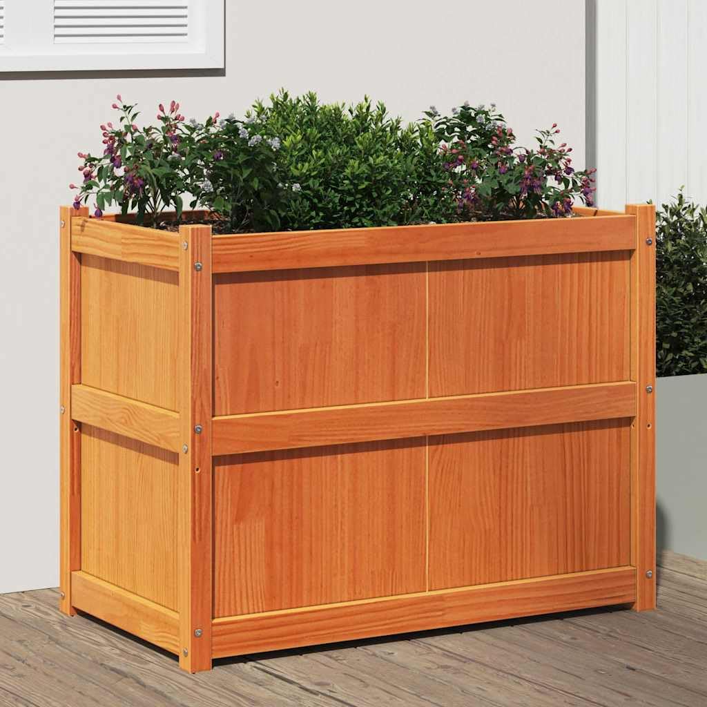 Générique Jardiniere Drewno Sosna Lita 90x50x70 cm Brązowa | Do warzyw Kwiaty Rośliny, Do użytku zewnętrznego Ogród Balkon Patio, Pojemność ogólna