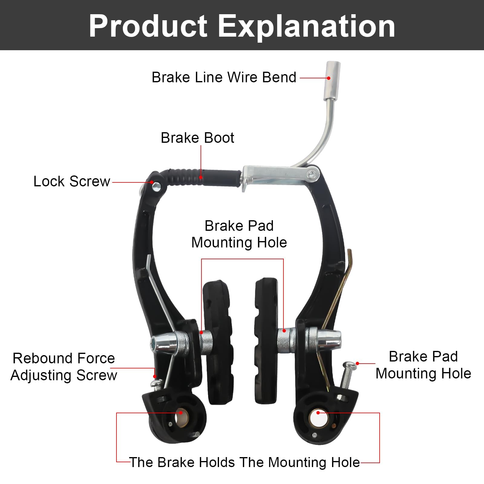 Kit De Frein Vélo Complet – Tout En Aluminium, V-brake, Câbles, Leviers, Pour VTT Route BMX
