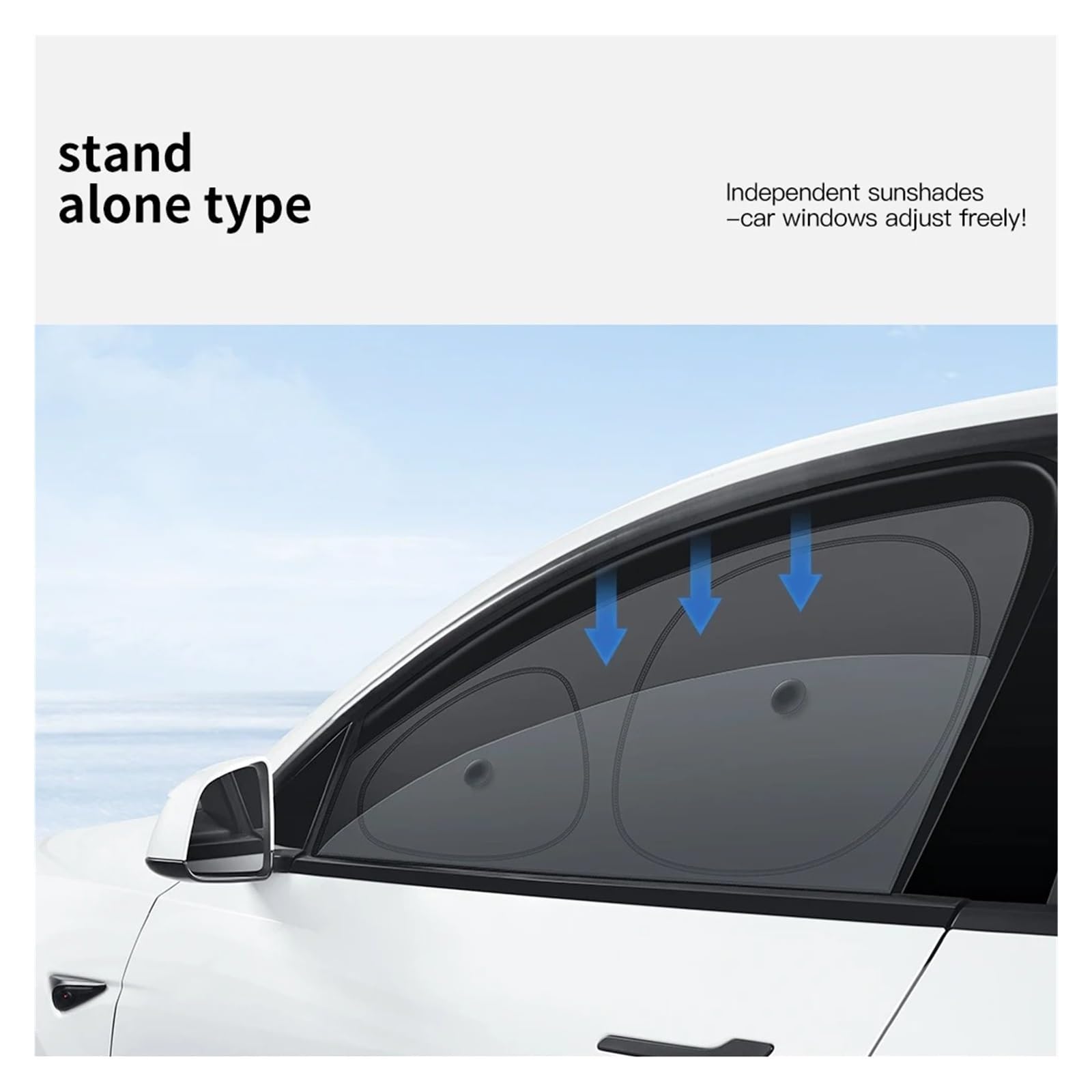 For Tesla For Model 3/Y For Highland For Juniper 2026 Car Side Window Sunshade with Suction Cups Cloth Cover Accessories(H)