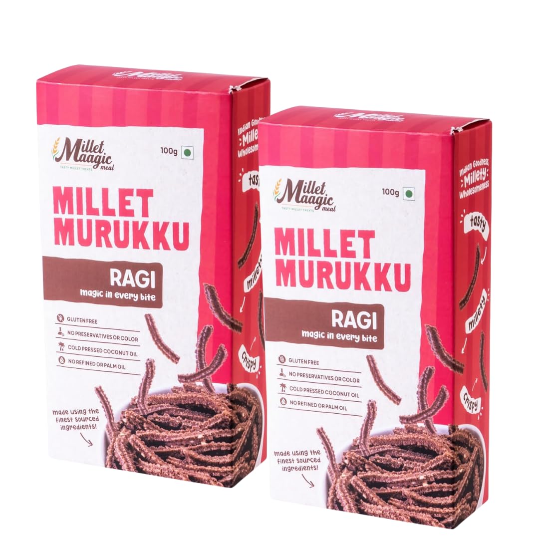 Millet Ragi Murukku 100gms Pack of 2 /Chakli | Crispy & Delicious Indian Snack | South Indian Traditional Recipe| Fresh Pack | No Preservatives (B0DGT2J9QH) Amazon Price History, Amazon Price Tracker