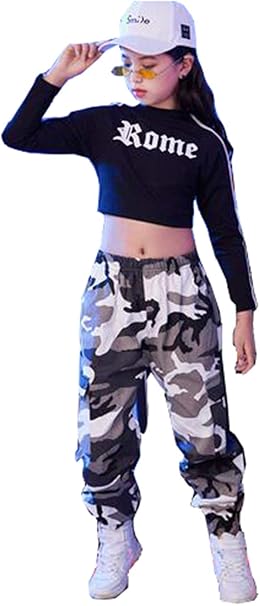 Amazon Co Jp ダンス 衣装 キッズ ダンス 迷彩 ヒップホップ セットアップ ダンス衣装 トップス パンツ 上下 原宿系 ガールズ ボイーズ オシャレ ダンスウェア 子供服 演出服 カジュアル ストリート トップス パンツ 110 服 ファッション小物
