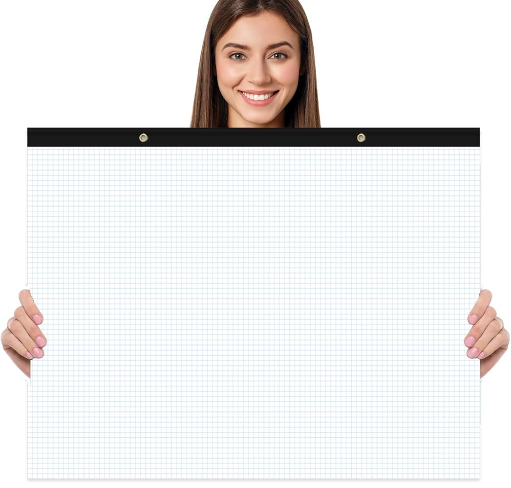 Yaridar Grande blocco note a quadretti da 55,9 x 43,2 cm, 10,2 x 10,2 cm, griglia blu, 50 fogli/100 pagine di carta per ingegneri, architetti, progettisti, matematici, disegnatori