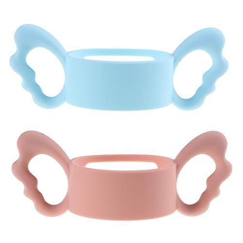 Mango de biberón de cuello ancho de silicona, diámetro exterior superior a 2.4 in para biberón (paquete de 2)