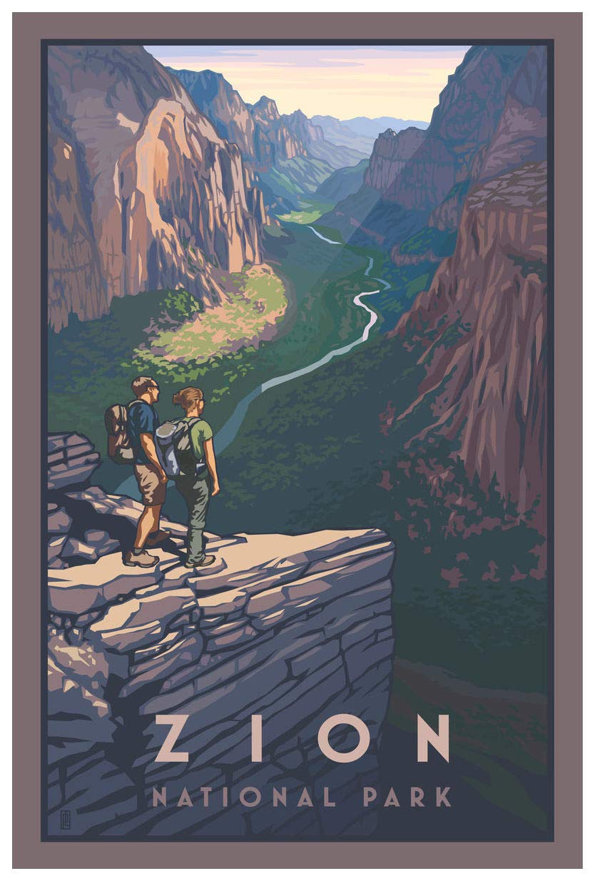 Northwest Art Mall Zion Canyon, Zion National Park Travel Print Poster by Paul Leighton 12x18 inch PB-4669 B