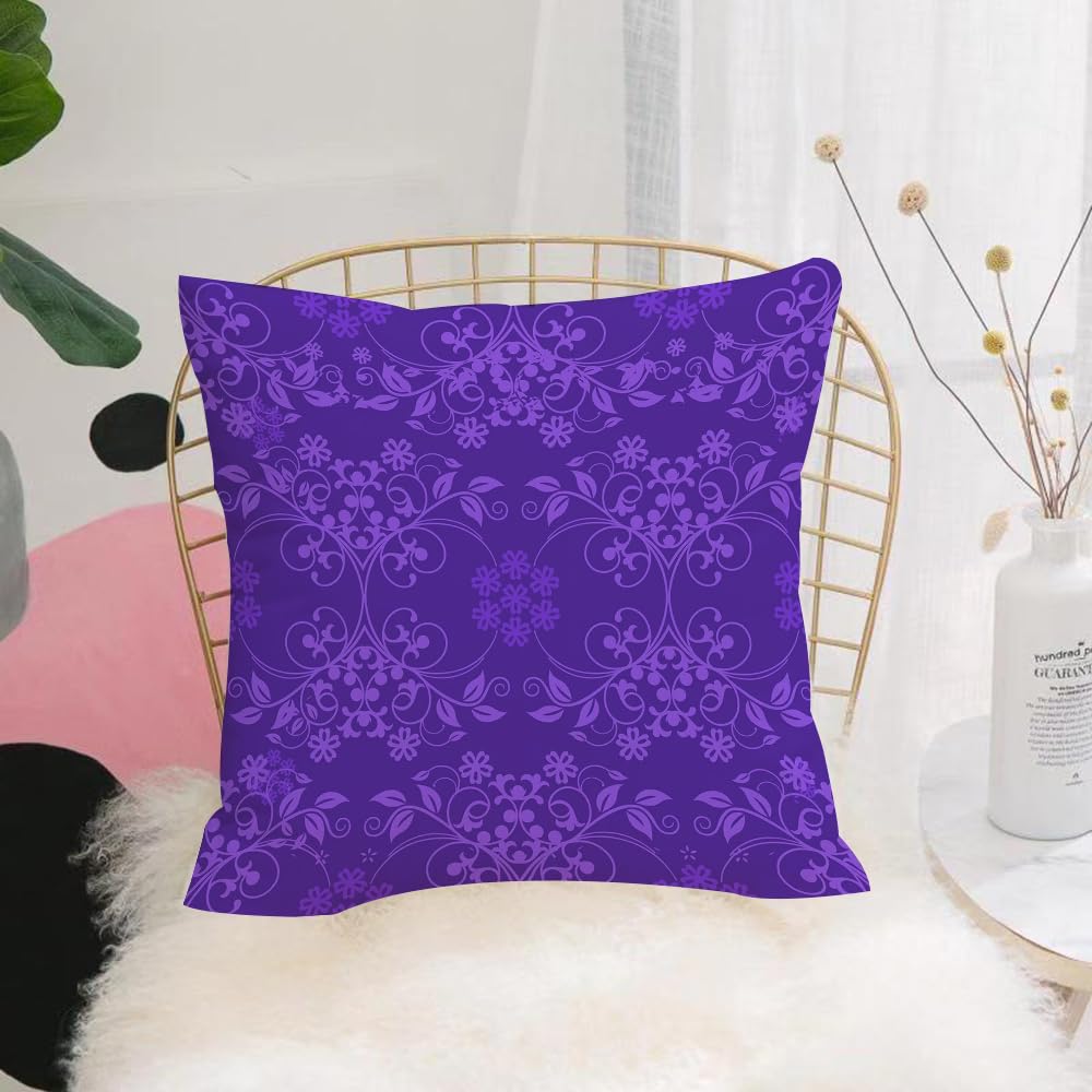 HYOSXW Cushion Cover,Throw Pillow Case Home Decorative for Living Room Bedroom Sofa Chair 16X16 Inch,Eggplant,Gorgeous Well Formed Flowers on Purple Background Dam,Pillowcase 40X40cm