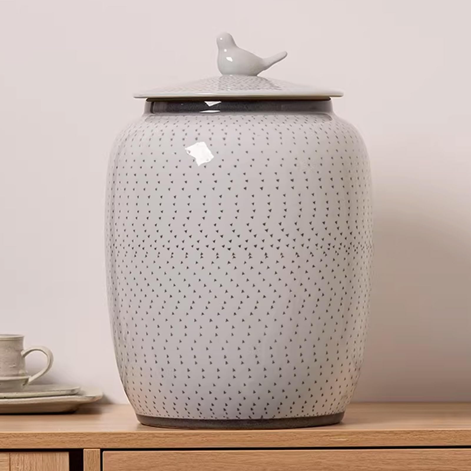 Hermetyczny ceramiczny pojemnik do przechowywania ryżu z pokrywką, do przechowywania mąki, płatków owsianych, kawy, herbaty, orzechów, łatwy do czyszczenia, organizacja kuchni, ręcznie robiony