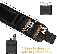 Vista 3 de Pulsera magnética Golilyfine para sujetar tornillos, clavos y herramientas, imanes fuertes, roja