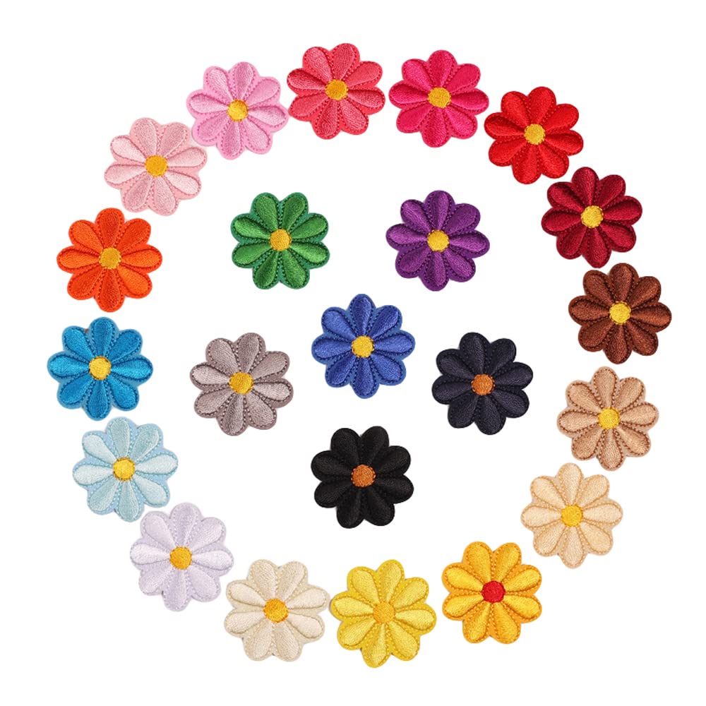 22 Pcs Sunflower Iron On Patches Daisy Flowers Sew On Patches Cute Flowers Embroidered Appliques for Dress Jeans Jackets Hats Bags Shoes - Style 2