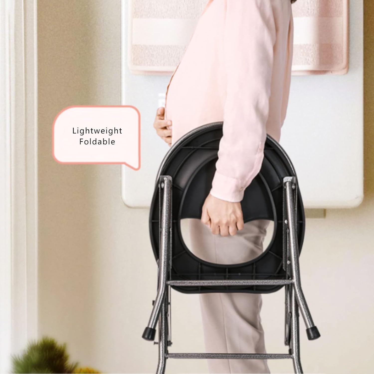 Portable Toilet Chair Foldable Household Commode Toilet Seat Stool for Pregnant Women, The Elderly, Disabled