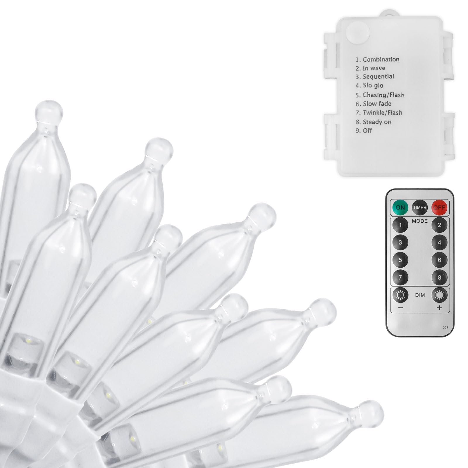 Filltown Battery Operated Christmas Lights, 33Ft 100 LED Cool White String Lights with Auto Timer & 8 Modes, Shatterproof Waterproof for Outdoor