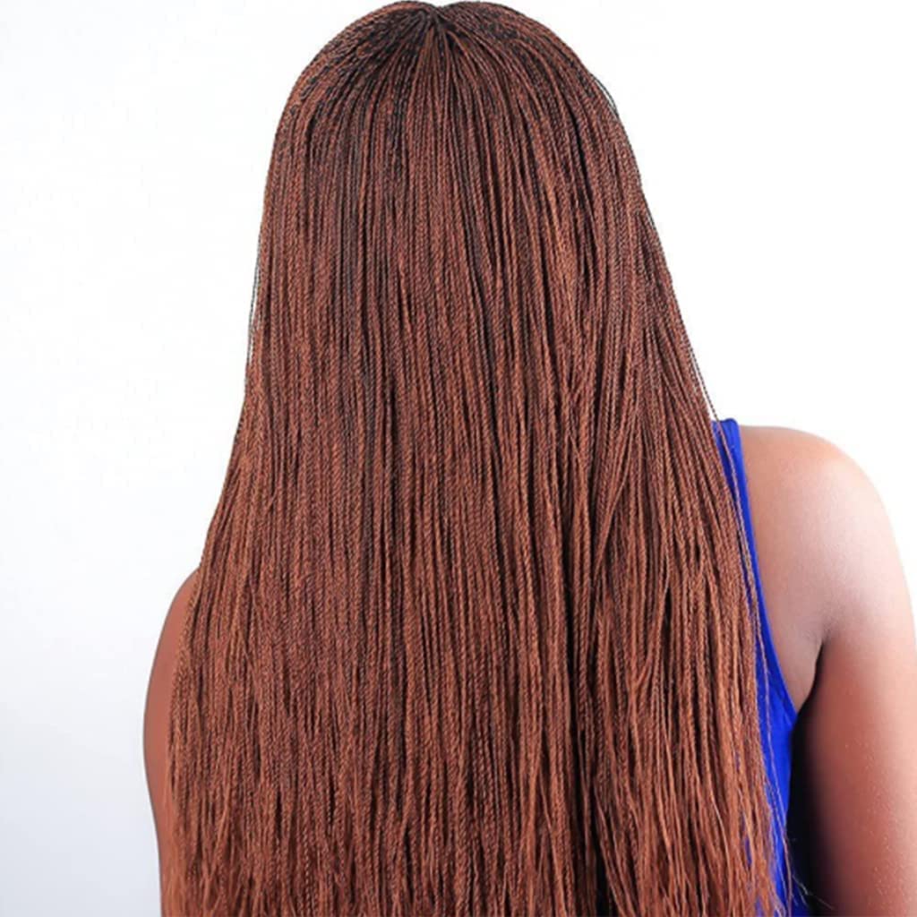 Pelucas de Moda Marrón Cabello Largo y Liso 21.6 Pulgadas Cabeza Transpirable Red Fibra Entera Sombrero Peluca Cosplay Fiesta Uso Diario