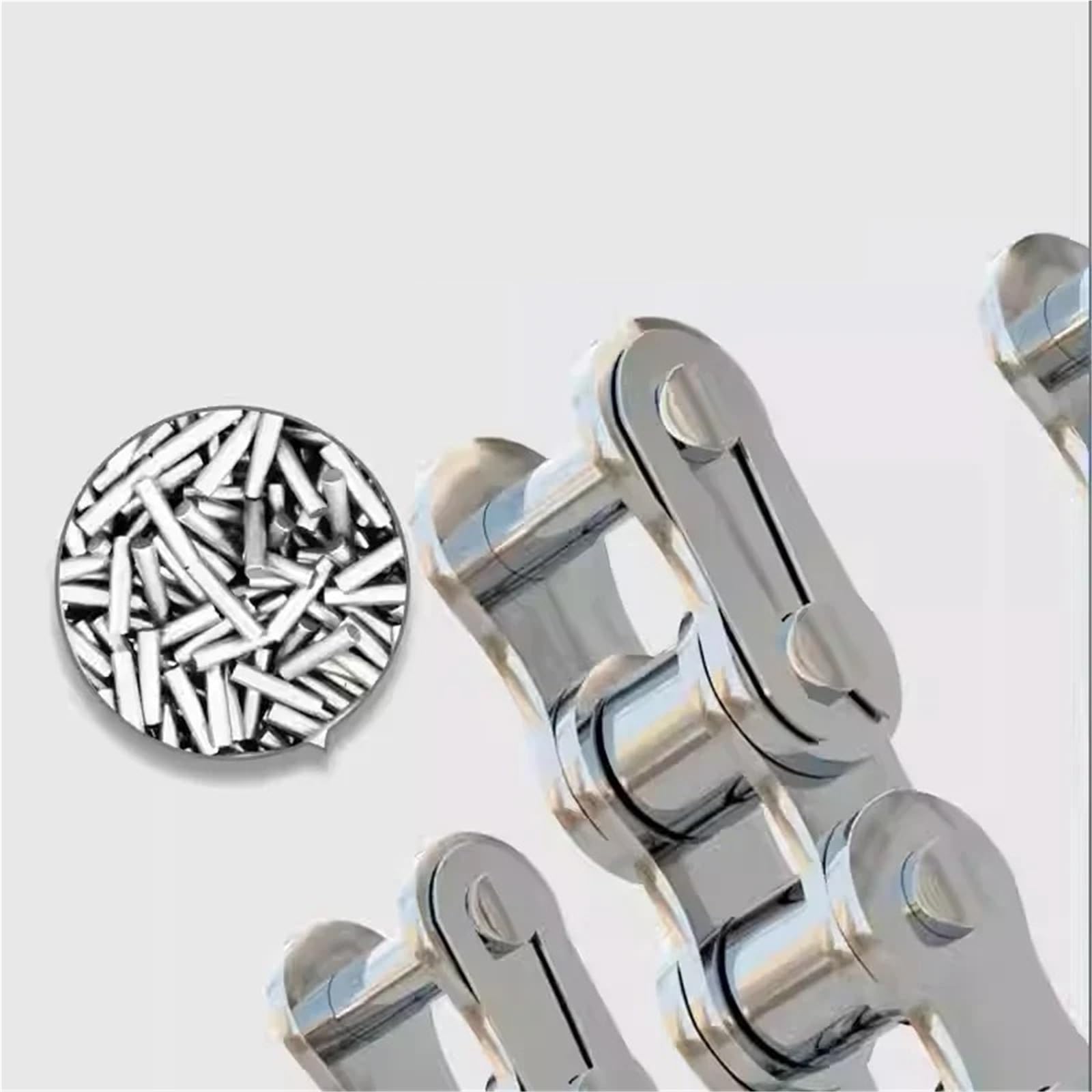Rollenkette Aus Kohlenstoffstahl 1/1,5/5 Meter 201/304 Edelstahl-Übertragungsförderer einreihige Kette 04C-1 06B-1 08B-1 12A-1 Industrierollenkette(06B-1-1.5Meter)