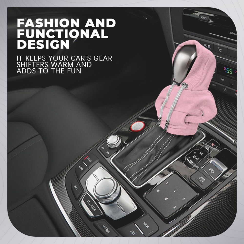 Gear Shift Hoodie, Gear Shift Cover, Fashionable Hoodie Automotive Gear Shift Knob Protector, Car Accessories Mini Sweater Gear Shift Knob Cover for Car Gear Shift Levers (Pink) image 3