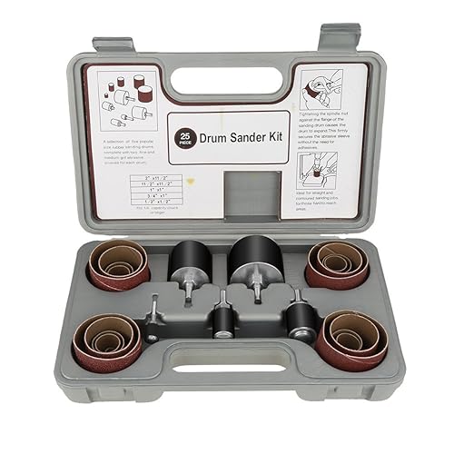 Juego de lijadora de tambor de husillo de 25 piezas con estuche para prensas de taladro y taladros de mano
