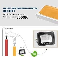 EXTRASTAR 10W LED Kültéri Reflektor 2 Darabos Szett, 800 lm Melegfehér Fényszóró IP65 Vízálló Kerti Világítás Udvar Garázs 7