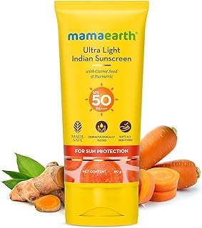 Ultra Light SPF 50 Sunscreen with PA++++ | Gives Broad Spectrum Protection | Moisturizes with Turmeric & Carrot Seed | Lightweight & Long Lasting | 2.71 Fl Oz/80 ml