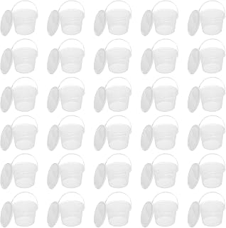 KEILEOHO 30 PCS 10 OZ Clear Plastic Bucket with Lids and Handle, Ice Cream Tub Containers, Round Plastic Pail Container, Freezer Food Storage Containers, Storage Containers for Snacks Food Fruit