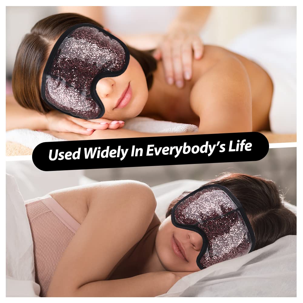 NEWGO Eye Cold Pack Gel Eye Mask Cold Therapy Clay Eye Mask with Soft Plush Backing for Dry Eyes, Headaches, Migraines, Dark Circles, Sinus - Rosegold