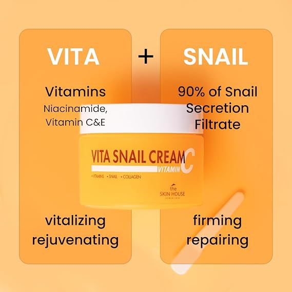The Skin House Vita Snail Cream Korean Snail Mucin Moisturizer with 90% Snail Mucin, 2% Niacinamide & Peptides | Face Cream for All Skin Types | Glowing, Dewy, K-Beauty Skincare [50ml / 1.69 fl.oz]