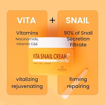 The Skin House Vita Snail Cream Korean Snail Mucin Moisturizer with 90% Snail Mucin, 2% Niacinamide & Peptides | Face Cream for All Skin Types | Glowing, Dewy, K-Beauty Skincare [50ml / 1.69 fl.oz]