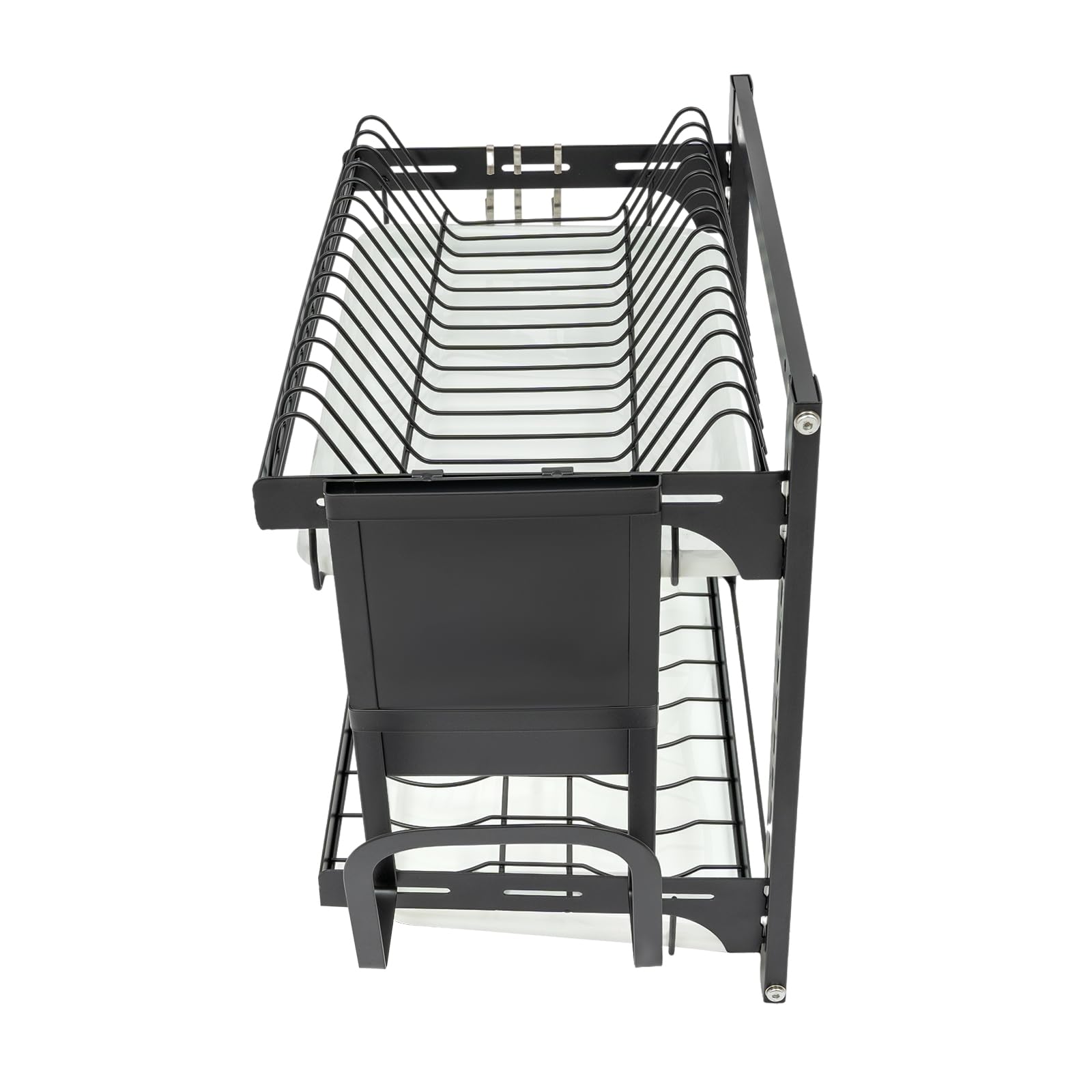 Organizador de cocina de 2 niveles, acero inoxidable montado en la pared | Soporte para cuchillos de cocina con bandeja de goteo, tabla de cortar y 3 ganchos para cocina, cafetería bar