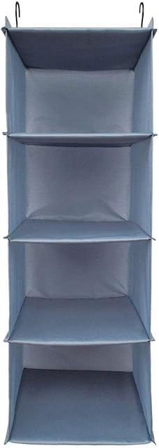 BrilliantJo Hanging Wardrobe Organizer for Clothes Sweaters 4-shelf Hanging Closet Storage Shelves Washable (31.5 * 12 * 12 inch, Blue-grey)