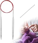 Stithoo Aiguilles circulaires à tricoter 40 inch (100cm) Aiguilles longues en acier inoxydable pour adultes Débutants, Cordon flexible pour chandails Chaussettes, Taille US 8 (5mm) Léger Lisse Conseils Boucle Magique