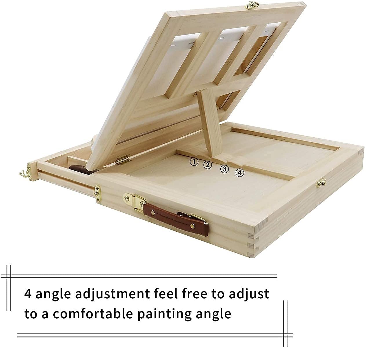 Tabela Sztaluga Zestaw Art Materiały do ​​rysowania i szkicowania, Przenośne Desktop Drewniane Sketchbox Malowanie Schowek, Regulowany Artysta Top Deska z płótnem, farba akrylowa, dla dorosłych dzieci