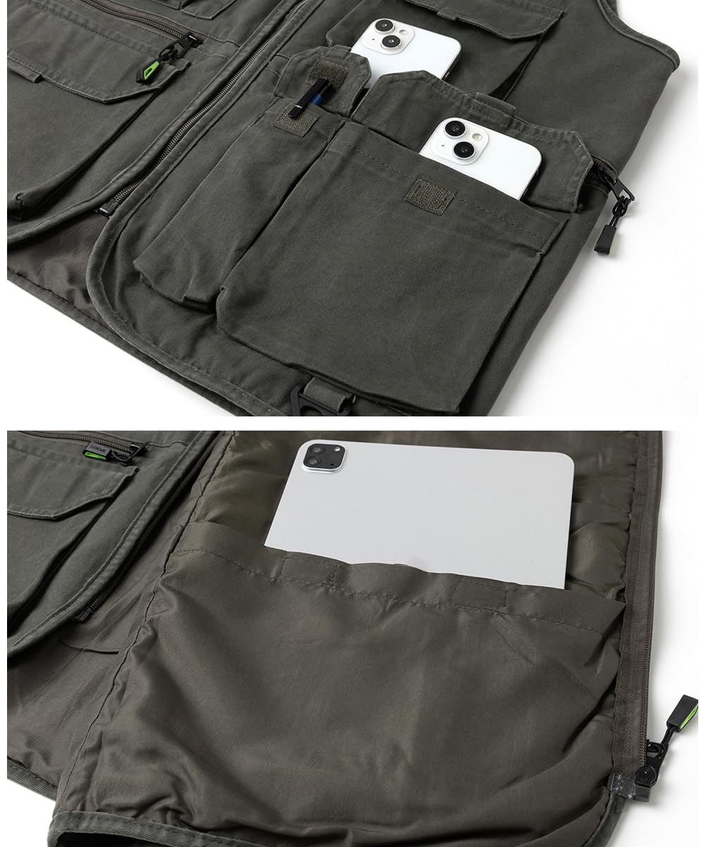 Gilet de Plein Air Multi-Poches Homme Léger Sans Manches Durable pour Camping Randonnée Photographie