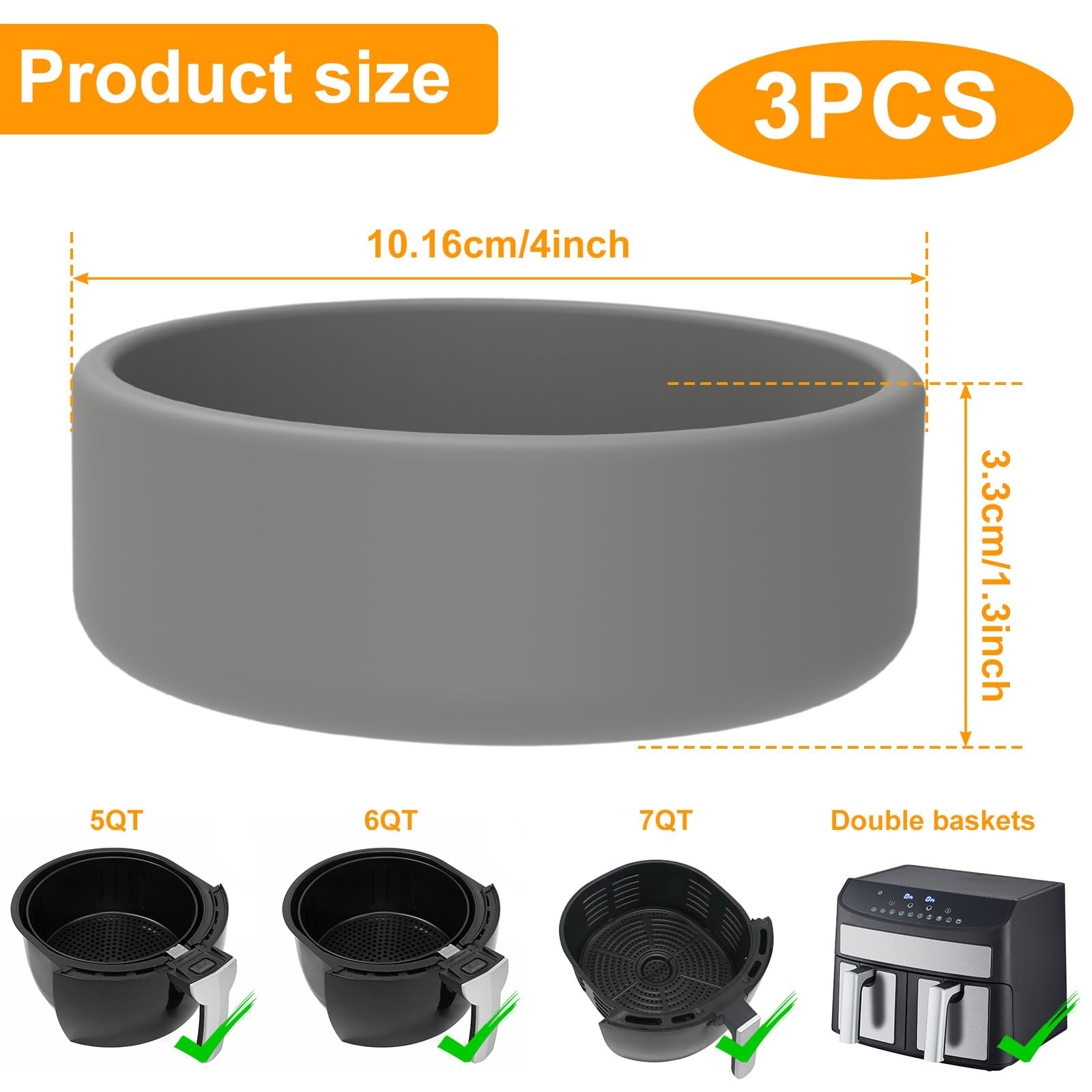 3Pcs Air Fryer Egg Mold Silicone Egg Poacher Cups Nonstick Egg Boiler Mold Cup 4×1.3 Inch Egg Poaching Cup Microwave Egg Cooker Dishwasher Safe Egg Bite Maker for Oven Microwave(3pcs,Deep space ash)