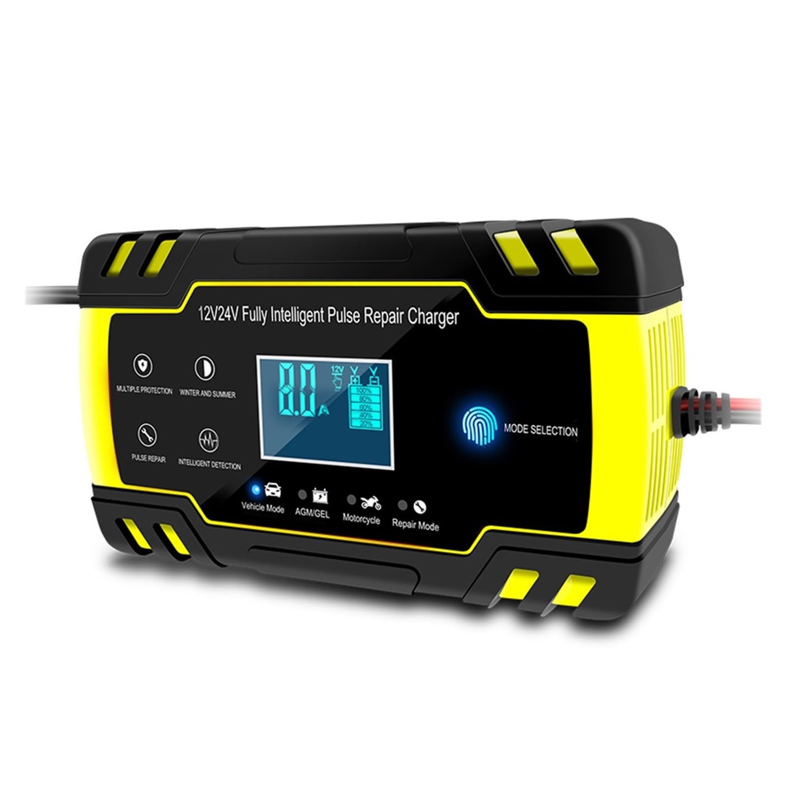 Chargeur De Batterie Voiture Réparation Rouge 12V 24V 8A Impulsion Automatique Intelligente for La Décoration Pièces Personnelles en Plein Air Charge De PréCision(Red)