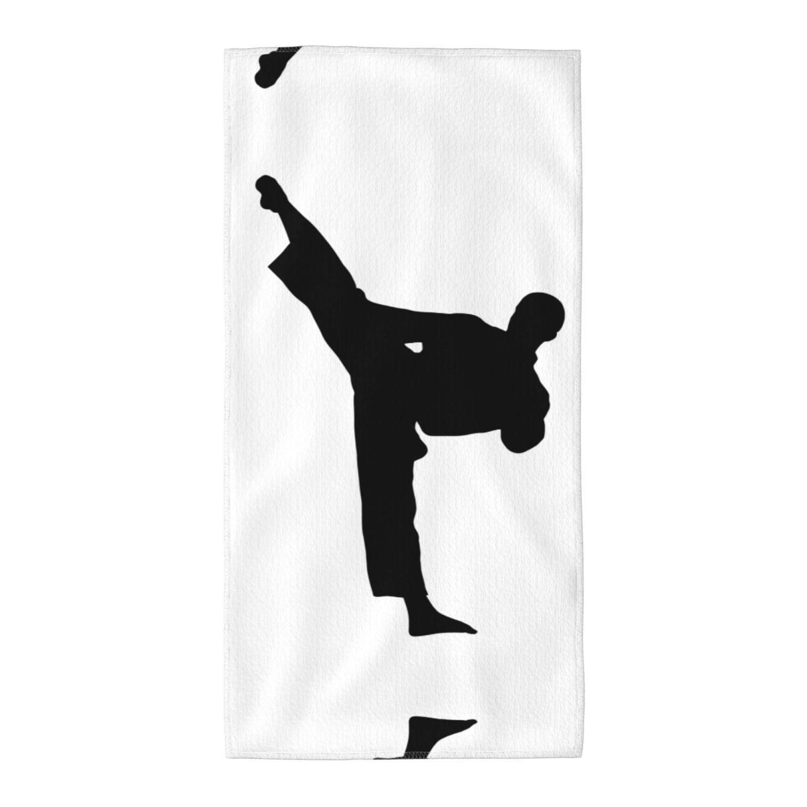 JaoXer 13.8"x27.5" Beach Pool Towel for Men & Women â€“ Lightweight, Reusable Taekwondo Martial Arts Print Hand Towel for Bath, Gym, Travel, Sports