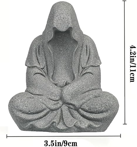 Miniatura 6 de livelyfish Estatua de Buda de acuario arenisca Esculturas de Buda Zen para jardín pecera decoración del hogar (A)