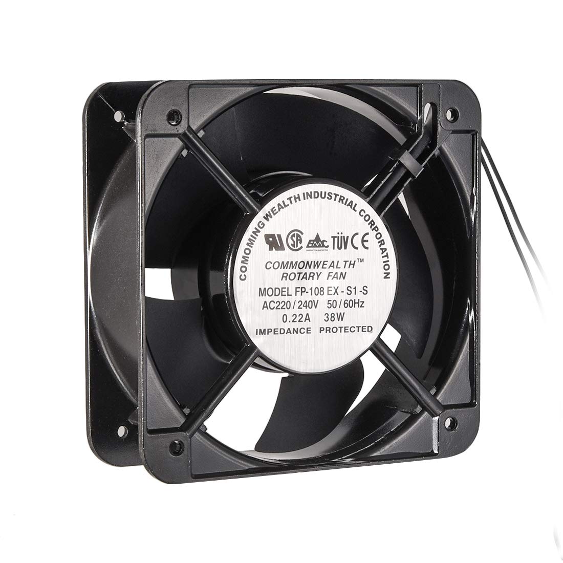 sourcing map Cooling Fan 150mm x 150mm x 50mm FP-108 AC 220/240V 0.22A Long Life Sleeve Bearings