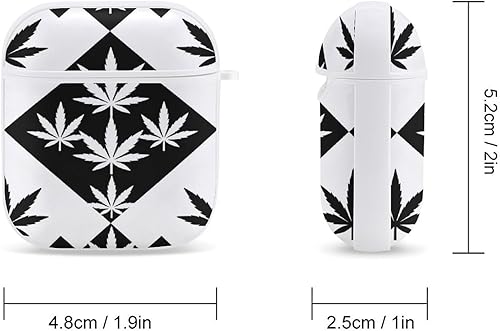 Miniatura 2 de SWEET TANG Funda a prueba de golpes compatible con AirPods 2, funda de carga inalámbrica con patrón de hojas de malezas en blanco y negro, funda