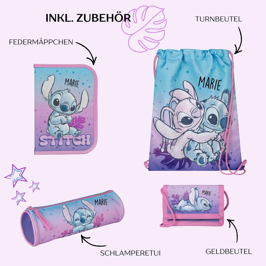 Undercover Disney Lilo & Stitch - Mochila escolar para niña (1ª clase, contenido personalizado con nombre)