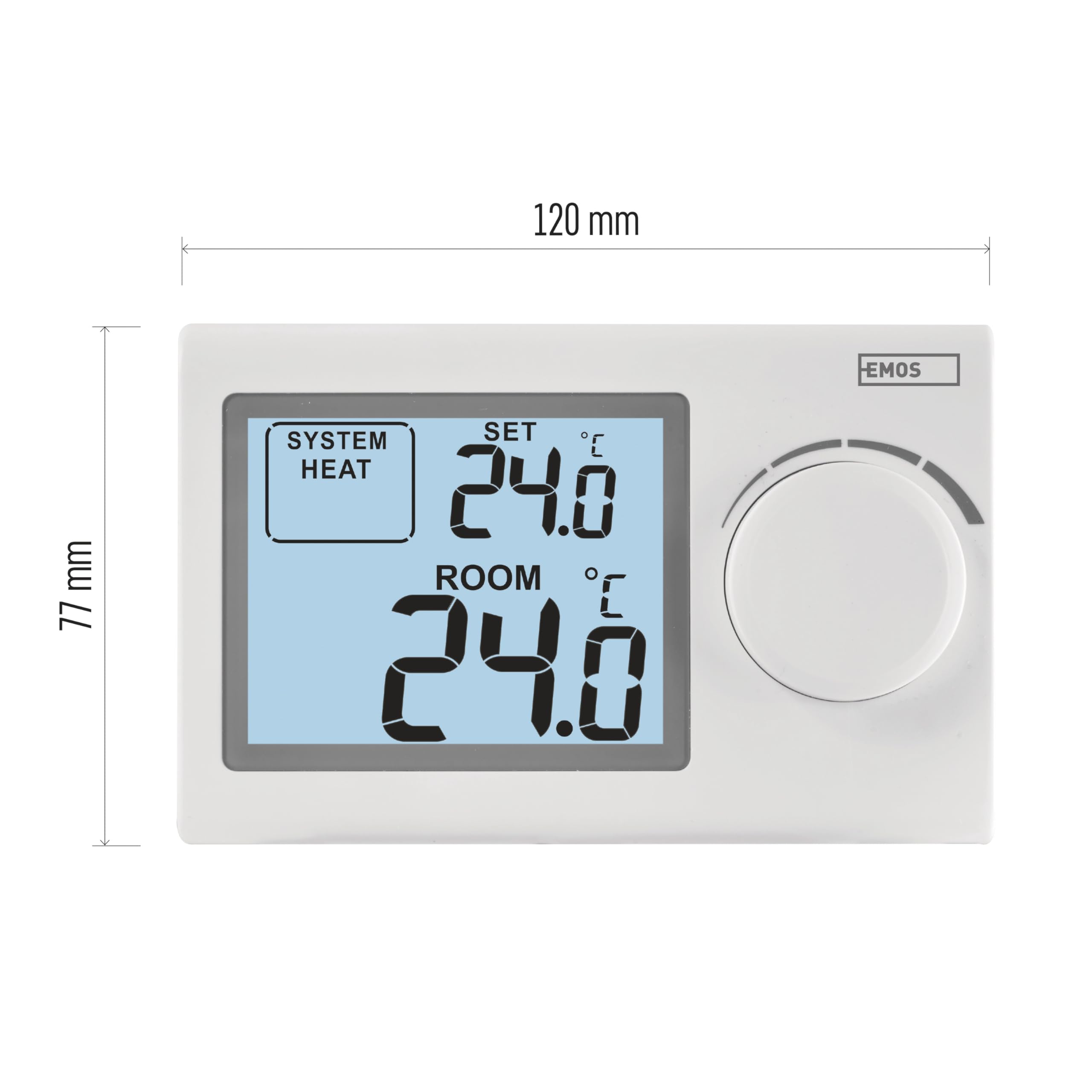 EMOS P5604 - Termostato digital de pared para sistemas de calefacción y refrigeración, regulador de temperatura con rueda de ajuste