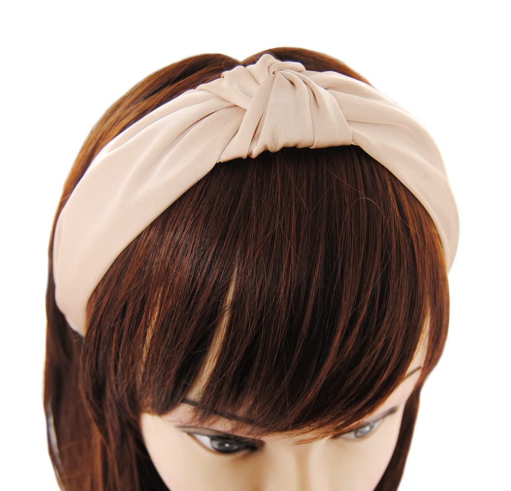 axy Hair Band with Knot and Satin Covered Vintage Beautiful Headband Hair Accessories Ladies Headband HR35A (Taupe) - Image 2