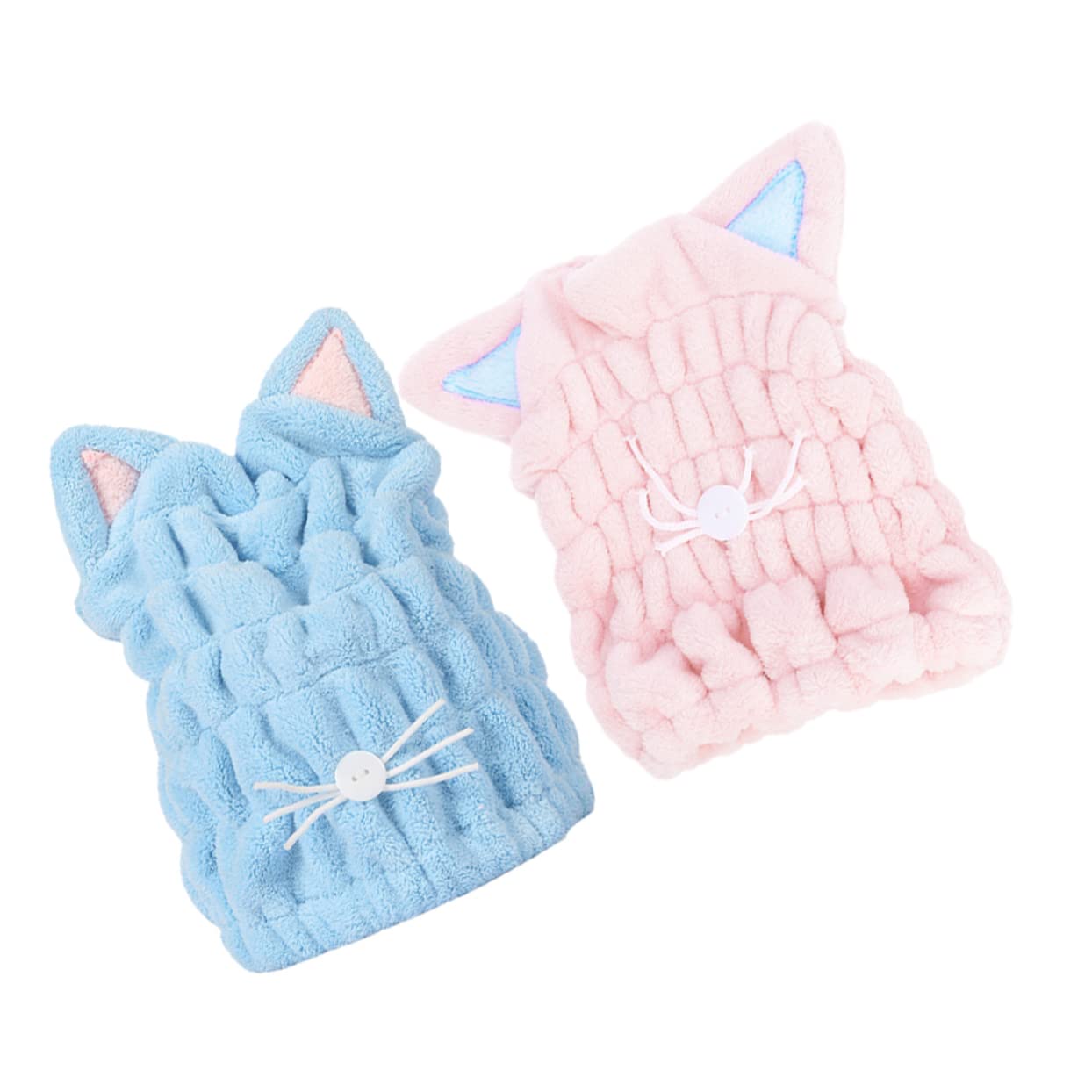 6pezzi Asciugacapelli Cat Ear Microfibra Asciugatura Veloce e Assorbimento Per Casa e Viaggi Blu Rosa