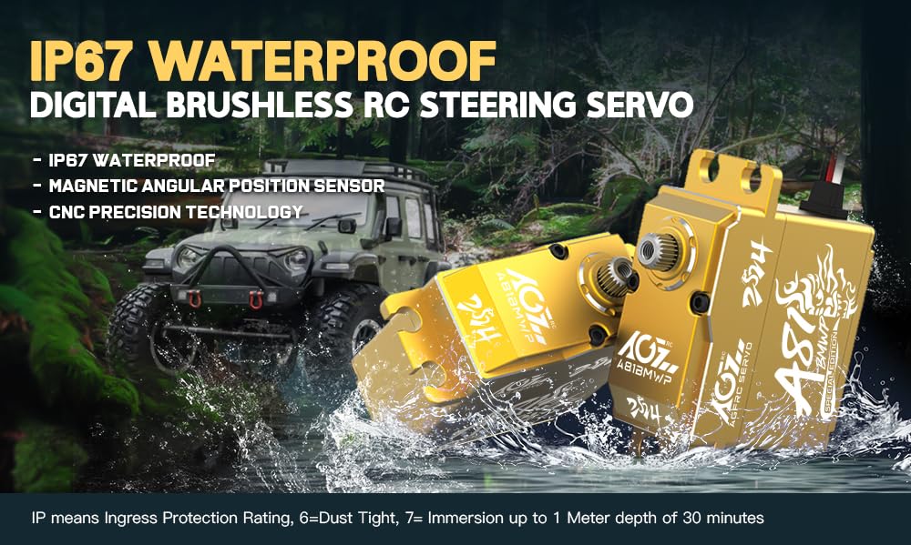 AGFRC Servo-motore impermeabile RC sterzo 55KG ad alta coppia - Full Metal Gear Digital Brushless Standard Servo per auto RC 1/8 1/10, angolo di controllo 180° (A81BMWP 2024 Special)