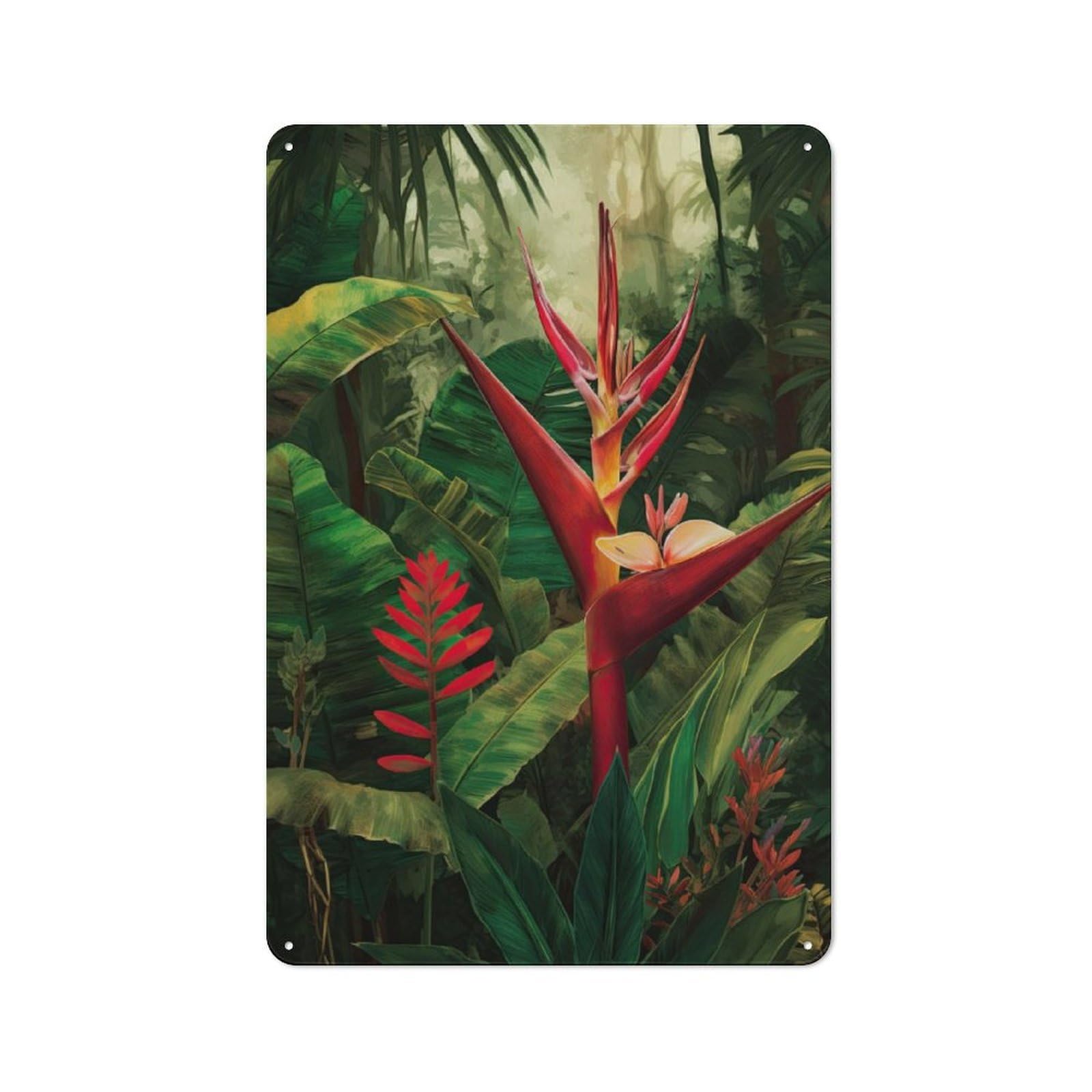 Junmoney Jungle Bird Of Paradise Printed Metal Sign 30X20cm For Kitchen Or Home Bar, Housewarming Present For People Styling Kitchen And Home Bar