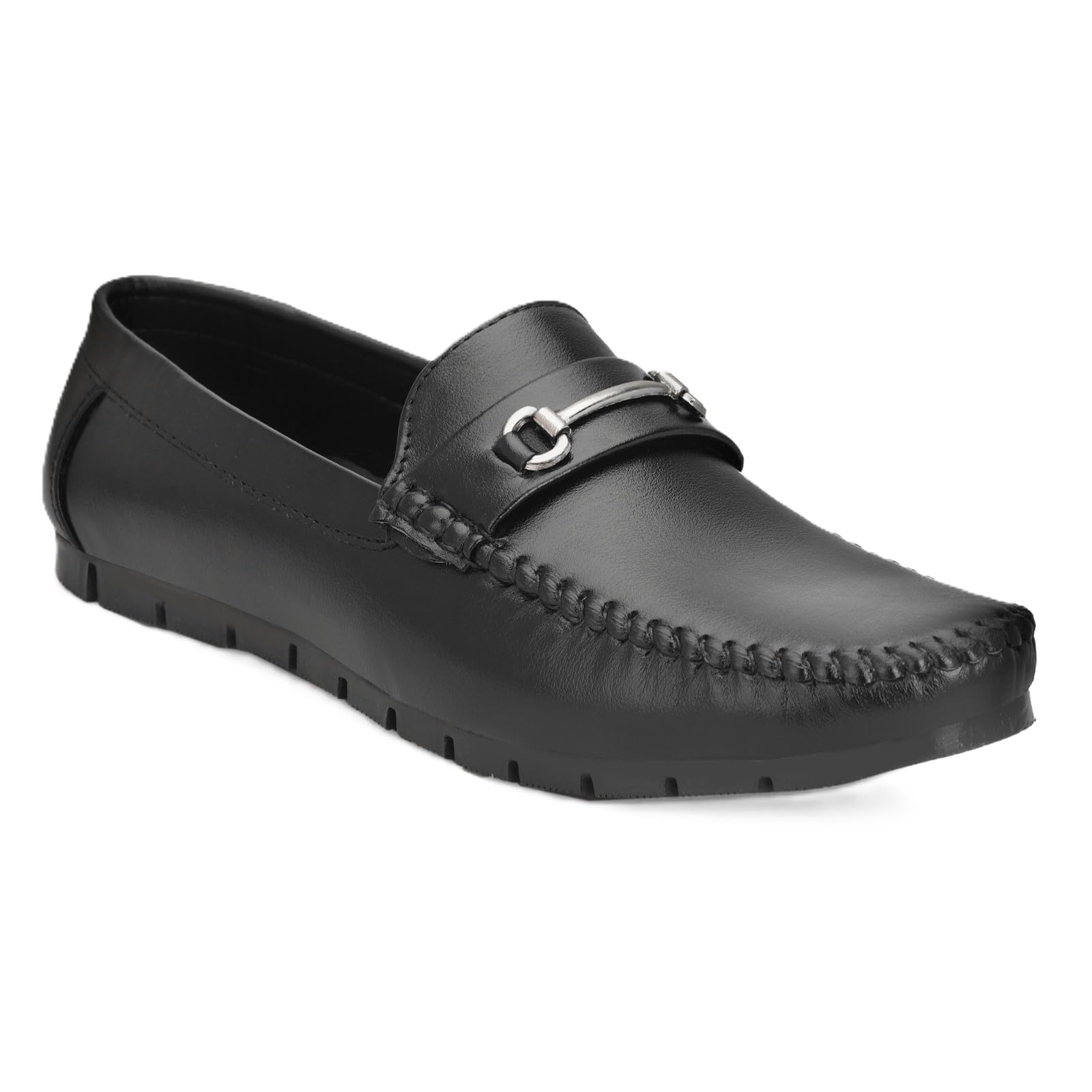 Men Black Leather Loafers Slip On Comfortable Casual Formal Office Stylish Lightweight Durable Driving Moccasin Classic Fashion Footwear-image-2