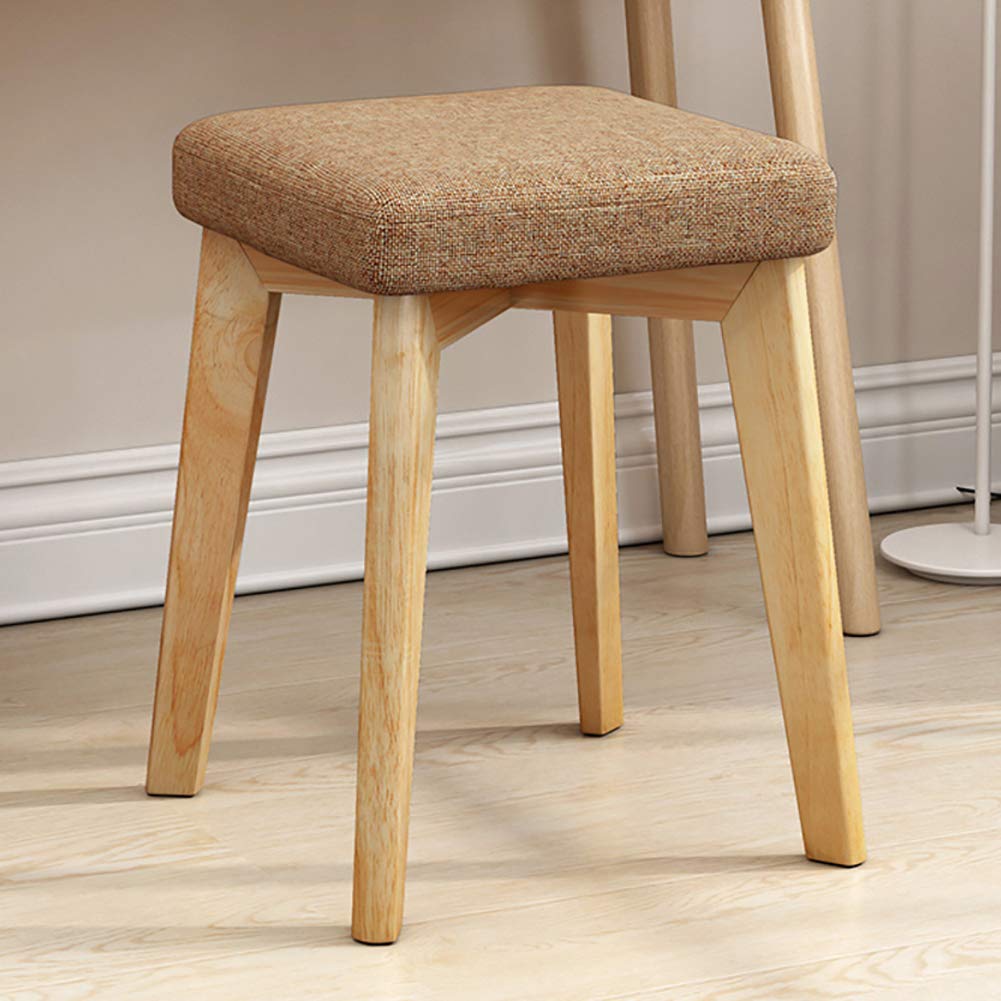 LMMIAOZ Square Wooden Stool, Ottoman Bench Seat, Footrest with Foot Protection Design, Small Wooden Footstool, 32x32x45cm (13x13x18in) - Perfect for Vanity or Living Room