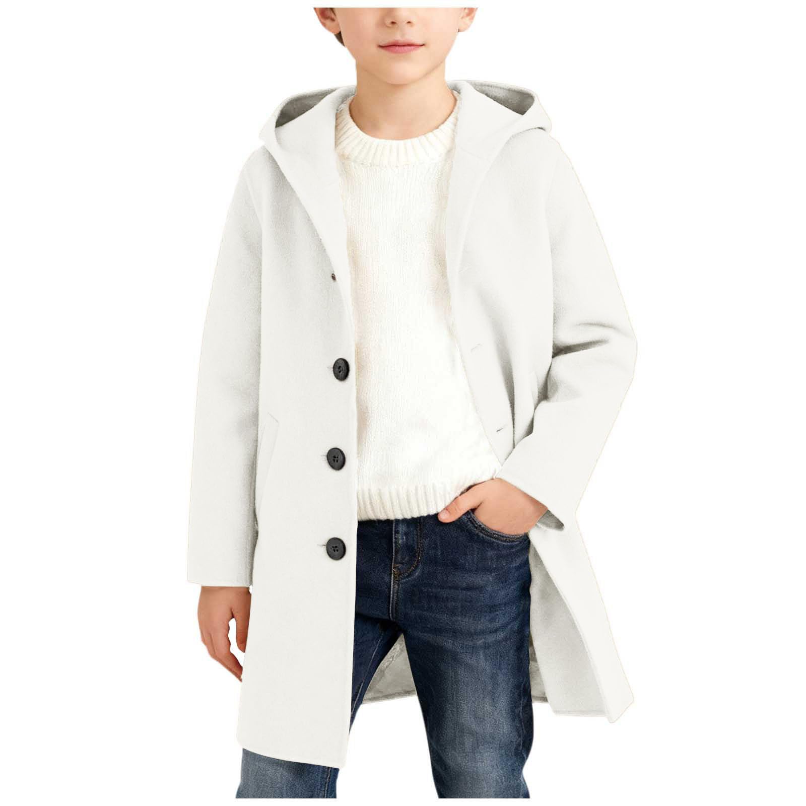 Generisch Cappotto primaverile e autunnale, cappotto con cappuccio abbottonato per ragazze e ragazzi, trench classico stile trench, capispalla per bambini