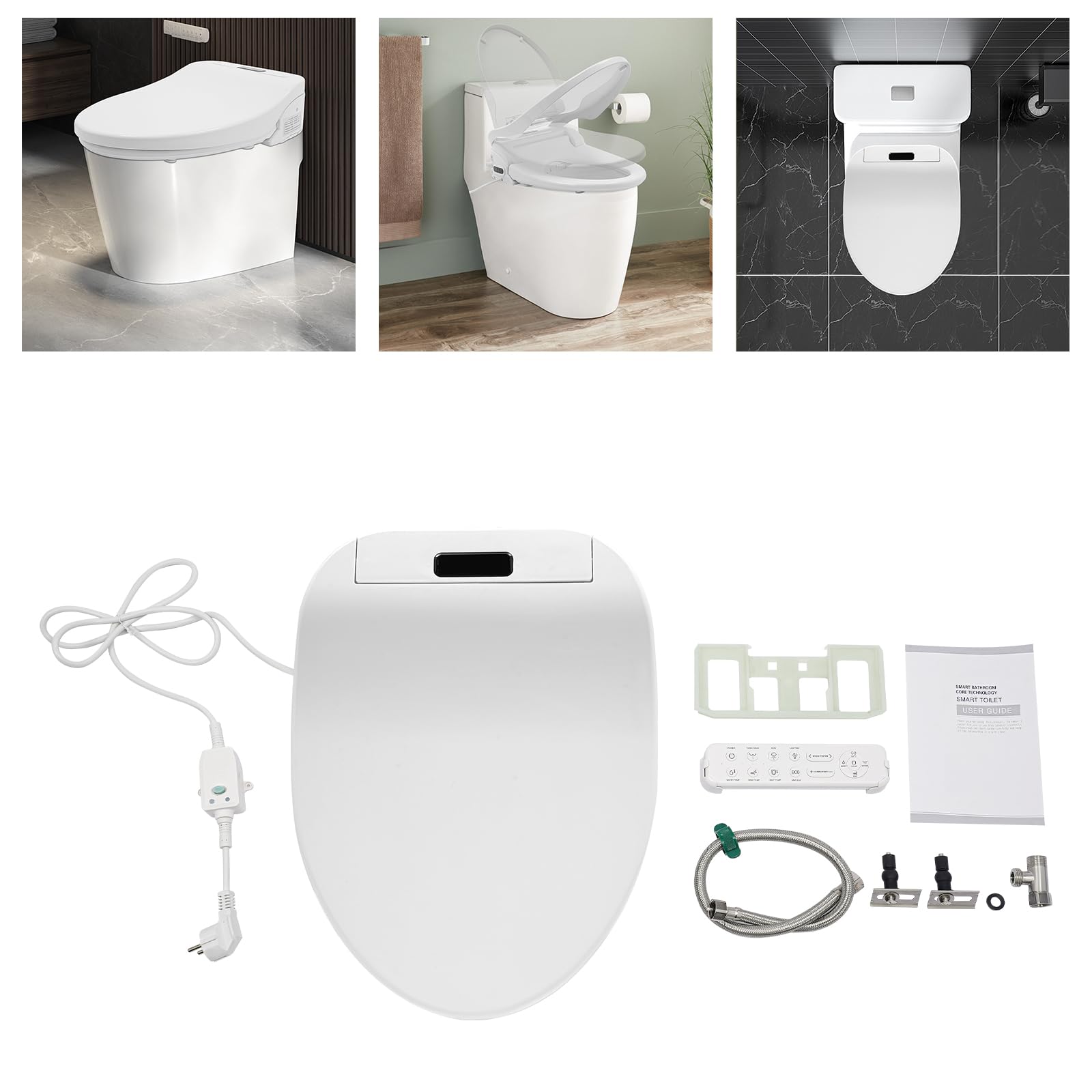 Smart Bidet, podgrzewana deska sedesowa z dyszą, siedziska bidetowe WC, podgrzewane siedzisko 32℃-48℃, elektryczna toaleta prysznicowa WC Popodusche