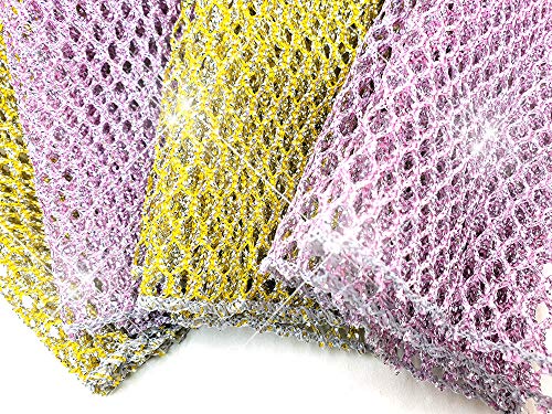 Oliviatree 4Pcs Glitter Metal Kitchen Dish Towel,Dish Cloth,Dish Scrubber,Mesh Wash Net, Dish Sponge, Dish Wash Net #TOP6
